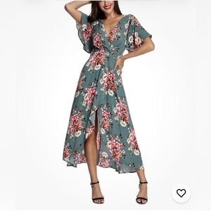 Azalosie garden floral flutter dress Sz L